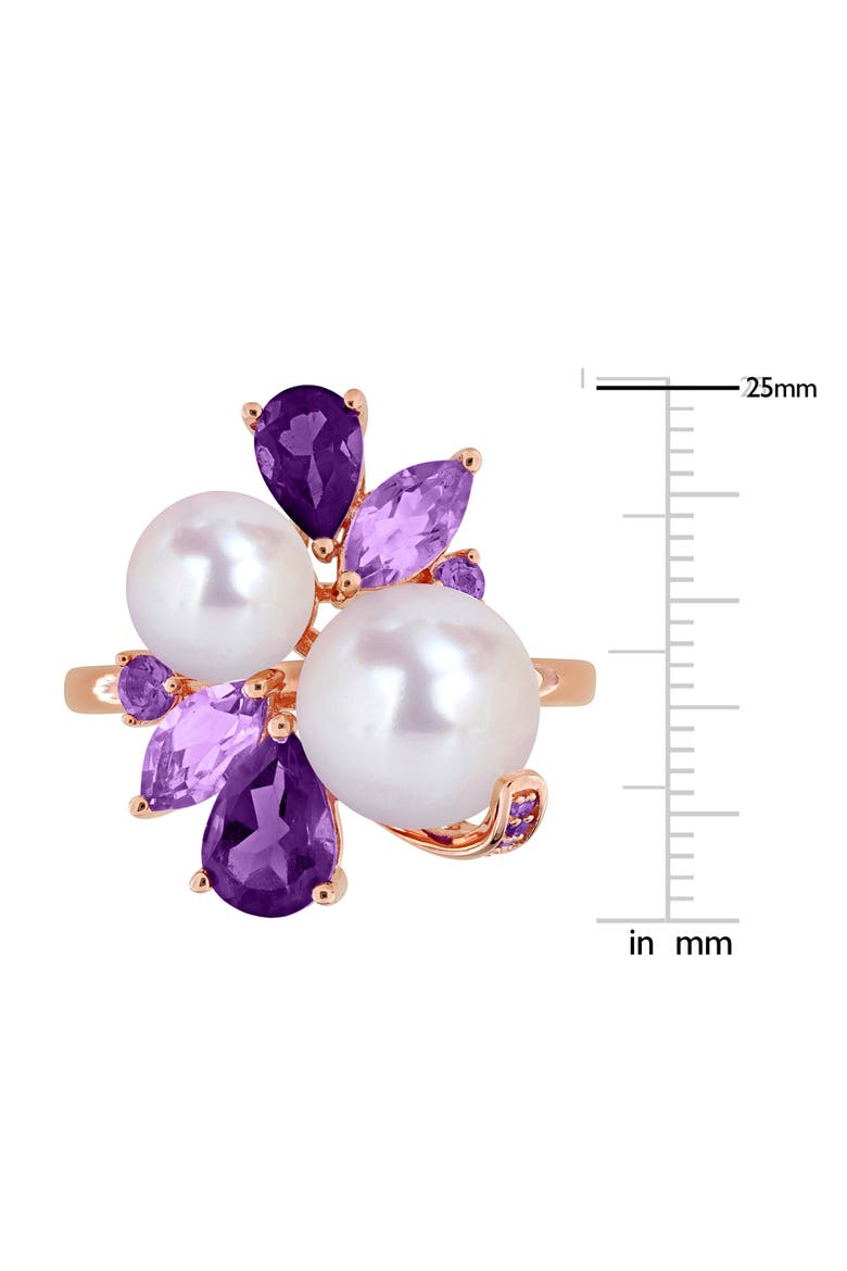 Cultured Pearl & Semiprecious Stone Cluster Ring, Alternate, color, PURPLE