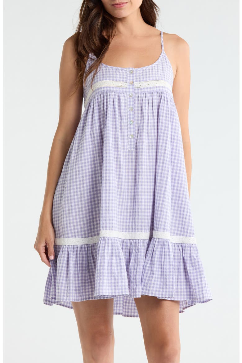 Seersucker Ginngham Nightgown, Main, color, SOFT LAVENDER