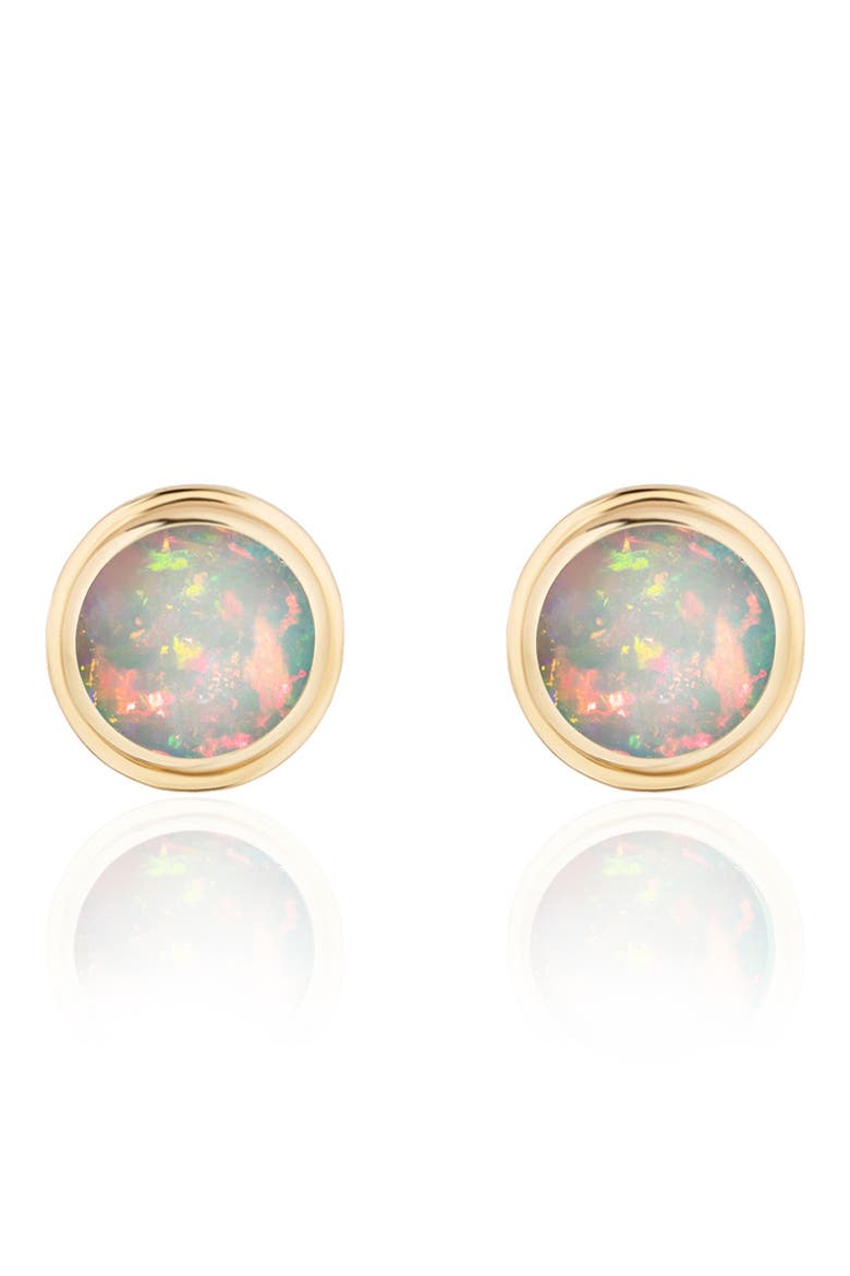 Rock 'n' Roll 18k Gold Cabochon Stud Earrings, Main, color, 18K YELLOW GOLD/ OPAL