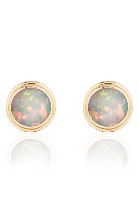 Rock 'n' Roll 18k Gold Cabochon Stud Earrings
