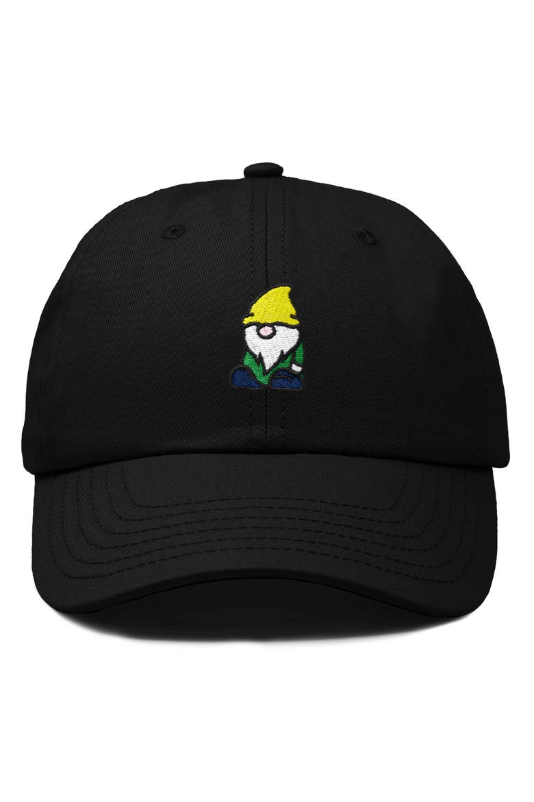 Gnome Embroidered Dad Hat, Main, color, Black