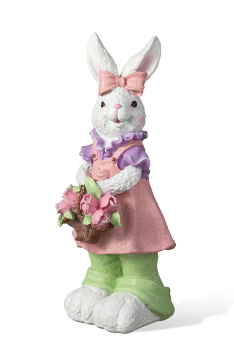 17"H Easter Resin Bunny Girl or Boy Table Decor