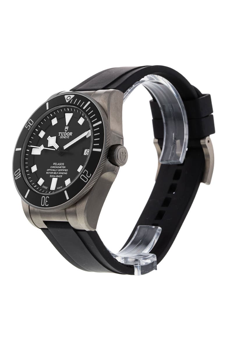 Tudor Preowned 2019 Pelagos Automatic Rubber Strap Watch, 42mm, Alternate, color, BLACK