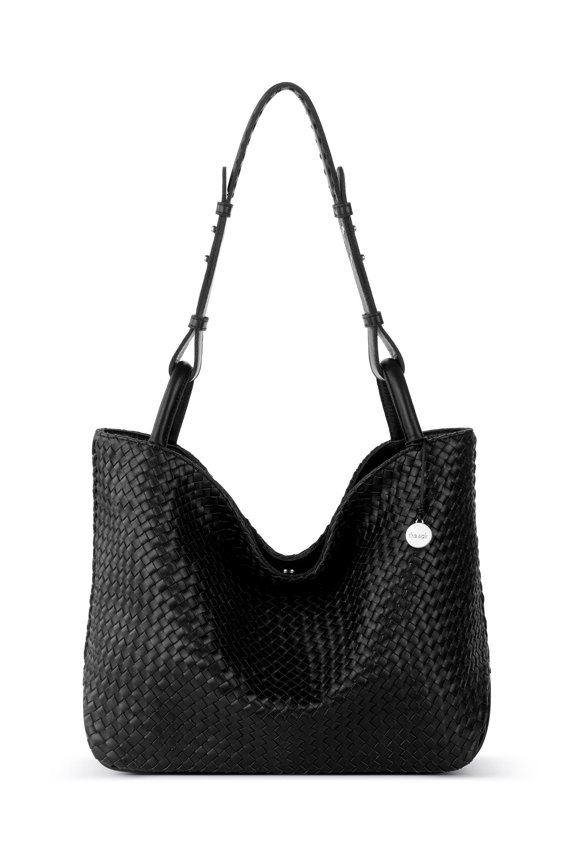 The Sak Los Feliz Medium Tote Woven Leather Bag, Main, color, Black Woven