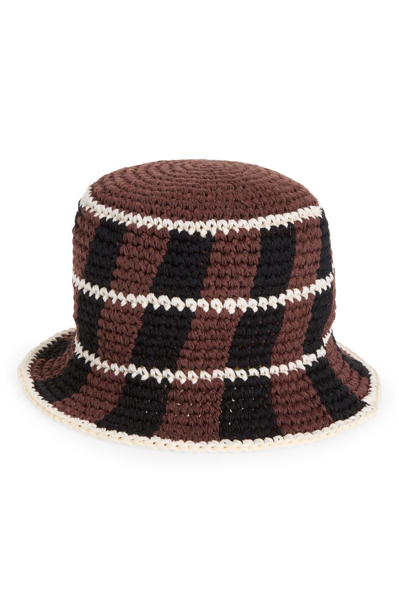 Melrose and Market Crochet Bucket Hat, Main, color, Brown- Black Multi