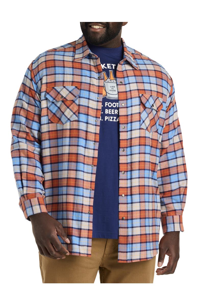 Harbor Bay by DXL Big & Tall Medium Plaid Flannel Sport Shirt, Alternate, color, 