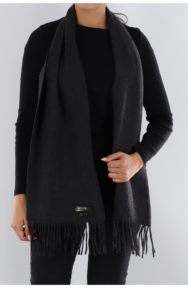 La Fiorentina Solid scarf with fringe Border, Main, color, Grey