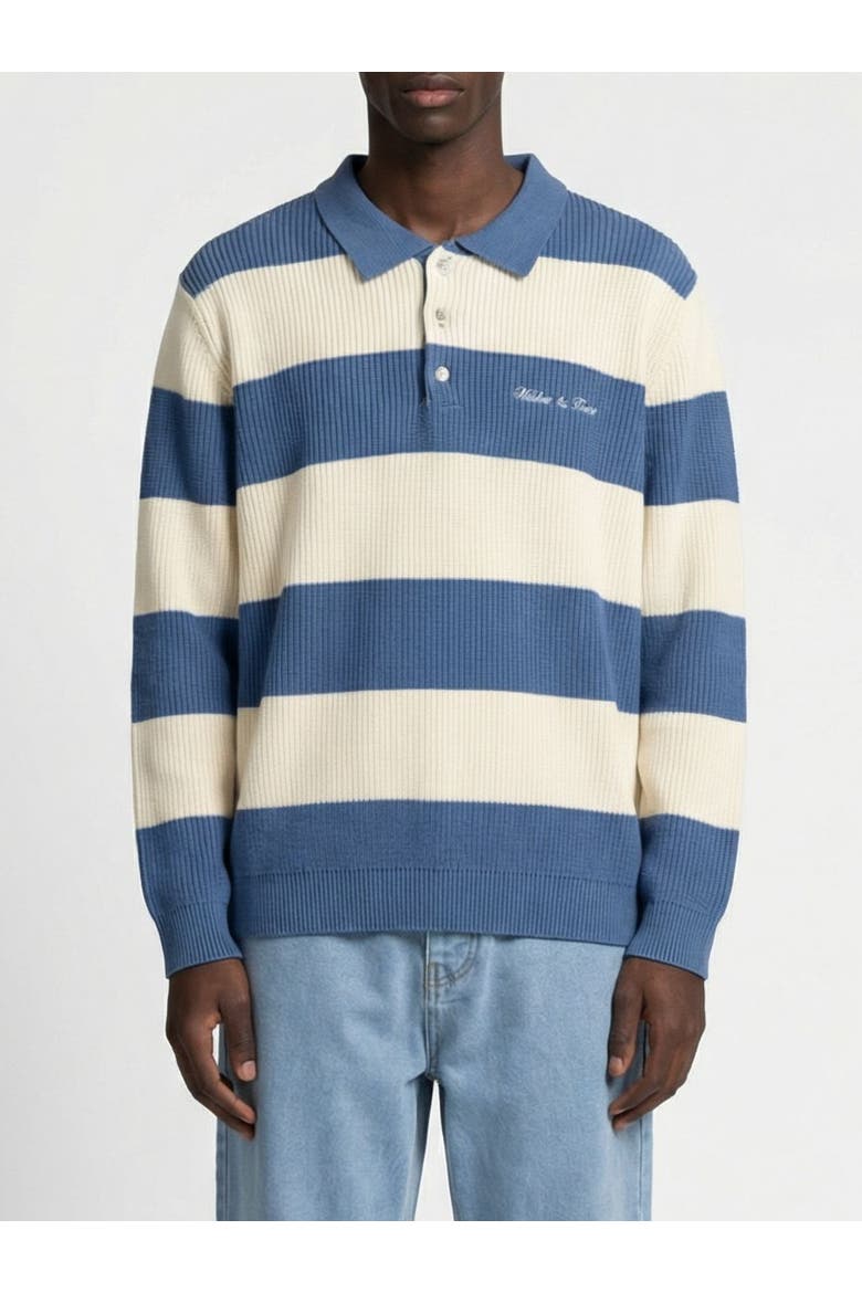 Lando Oversized Polo Collar Sweater, Main, color, Steel & Cream
