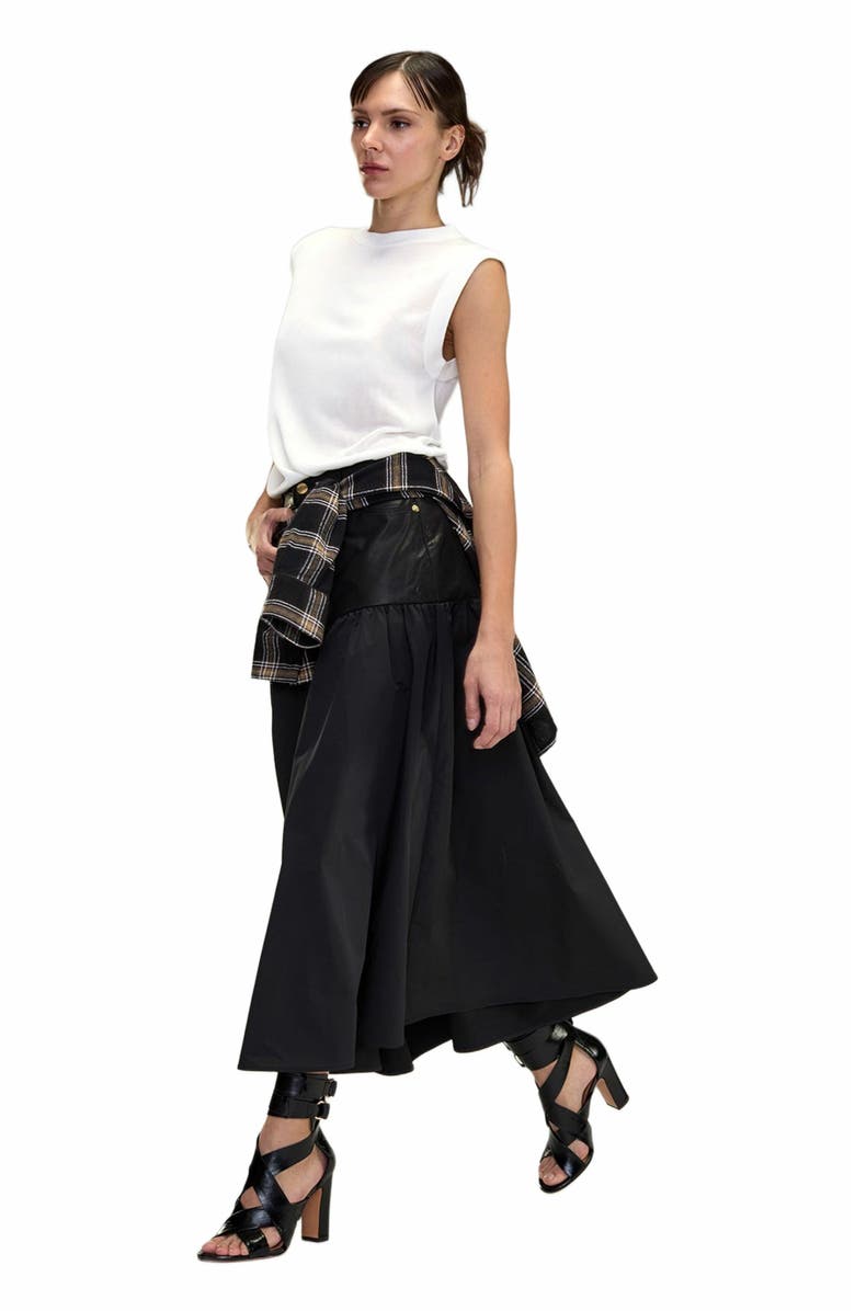 Cynthia Rowley Downtown Leather Nylon Skirt, Alternate, color,