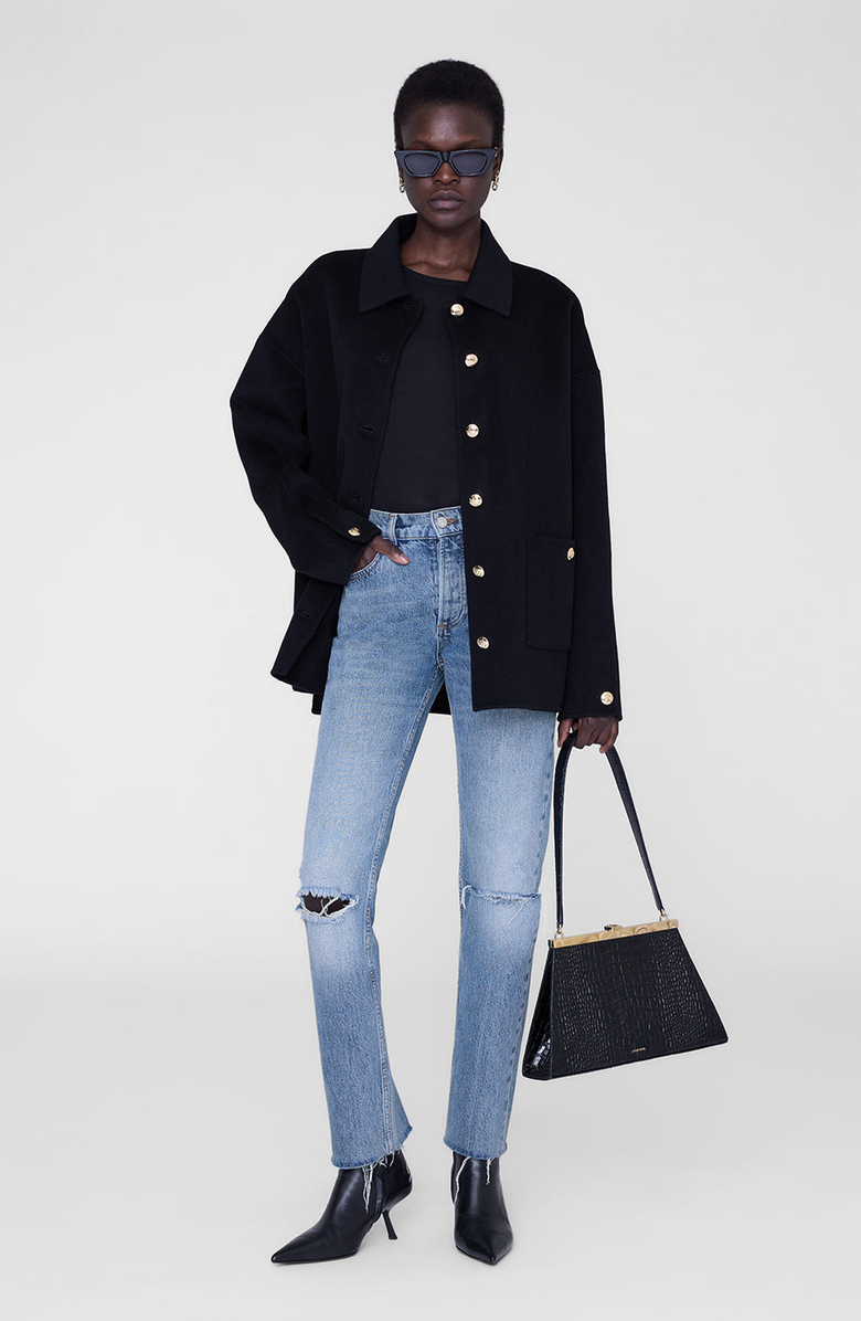 ANINE BING Sylvie Long Sleeve Tee, Alternate, color, Black