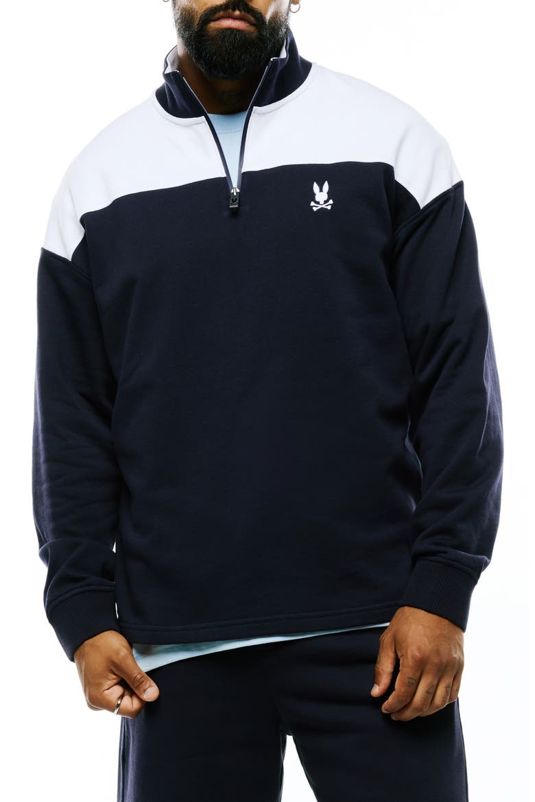 Gabe French Terry Quarter-Zip Pullover, Main, color, BARITONE B