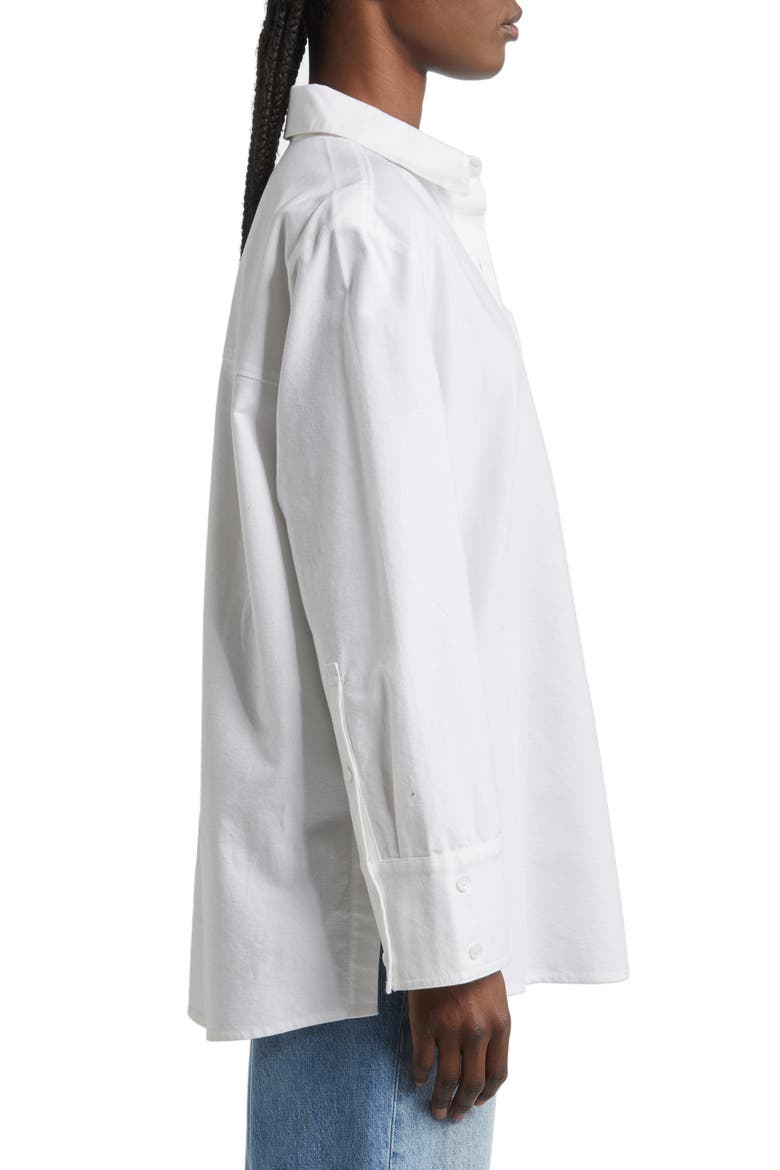 Oversize Cotton Button-Up Shirt, Alternate, color, WHITE