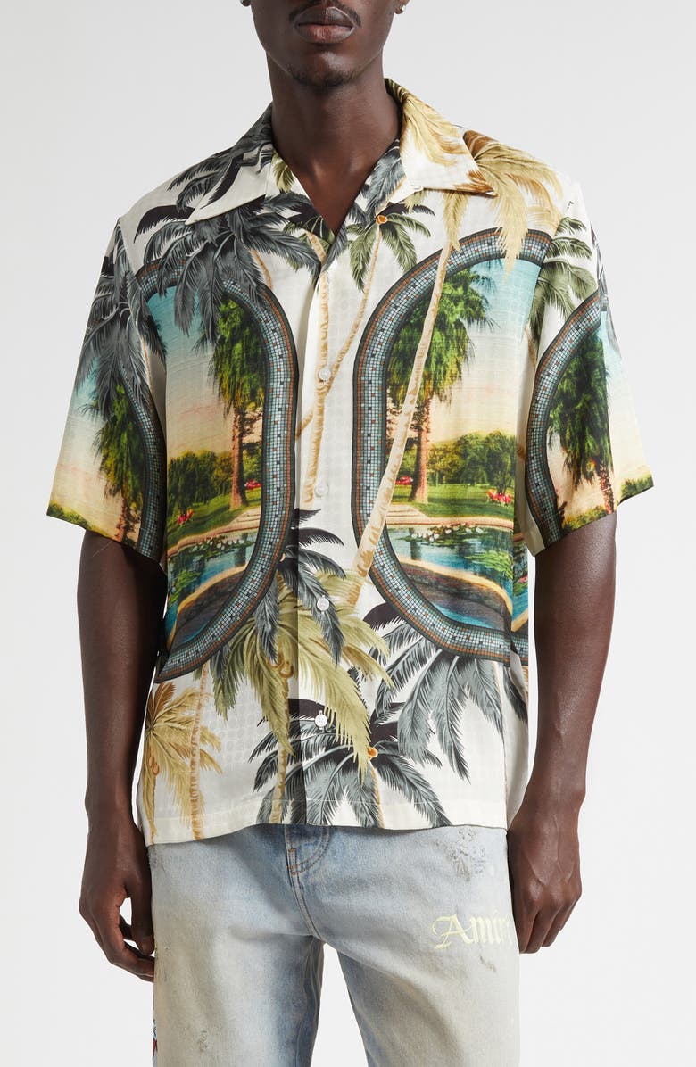 AMIRI Paradise Bowling Shirt, Main, color, Multi