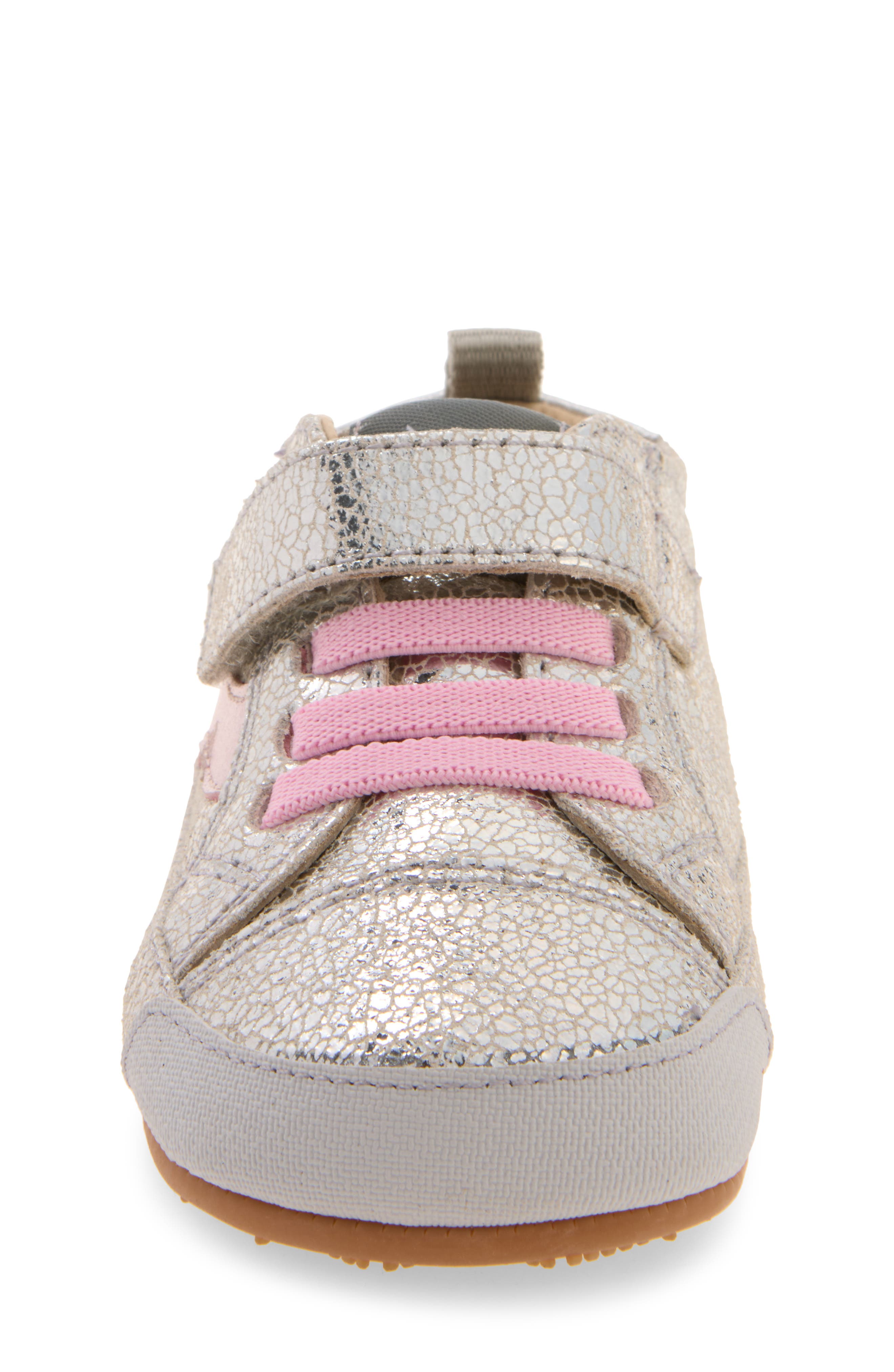 Kids' First Wave Leather Sneaker, Alternate, color, SILVER CRACKLE