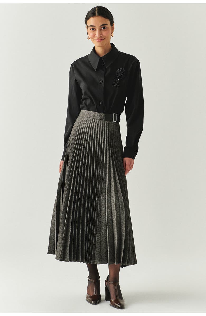 Exquise Jayda Pleated Midi Skirt, Alternate, color, Grey