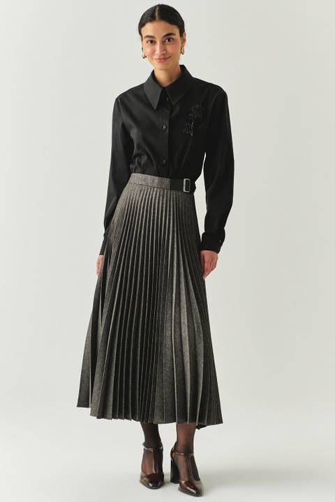 Jayda Pleated Midi Skirt