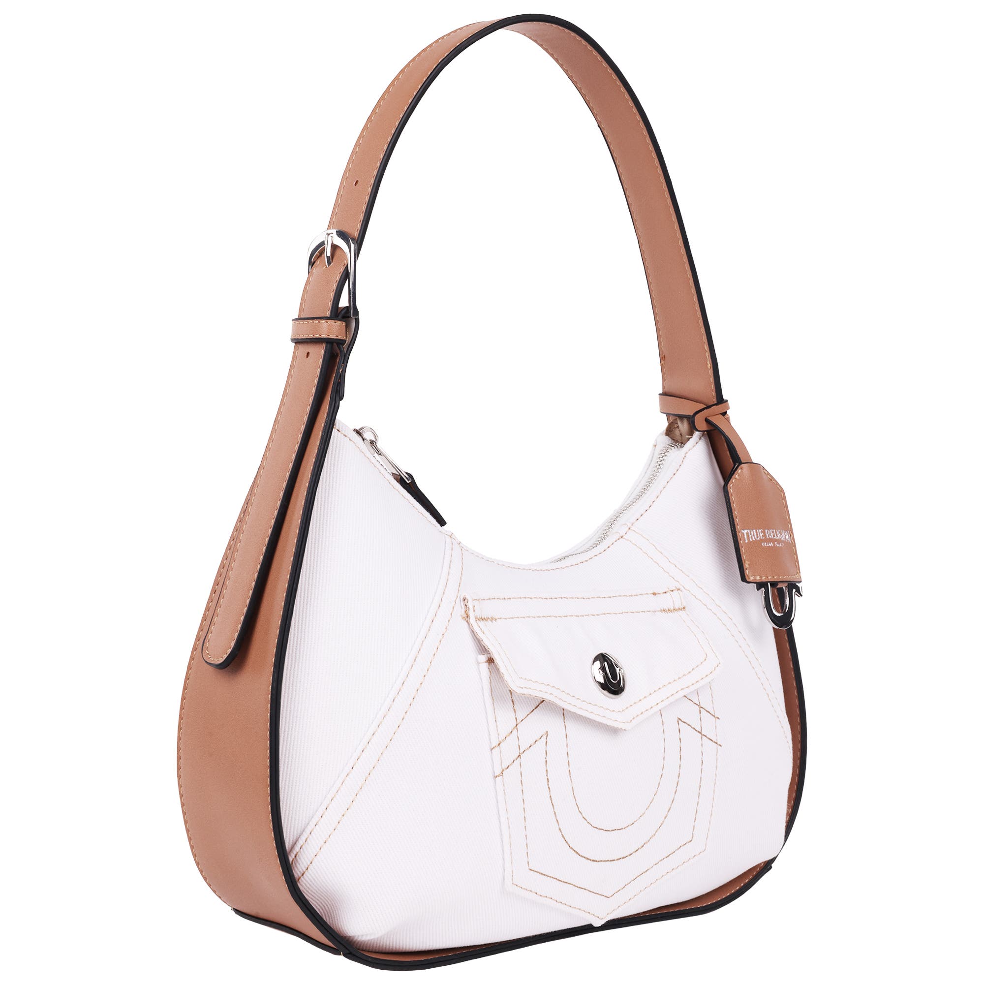 True Religion Horseshoe Pocket Medium Hobo, Alternate, color, White