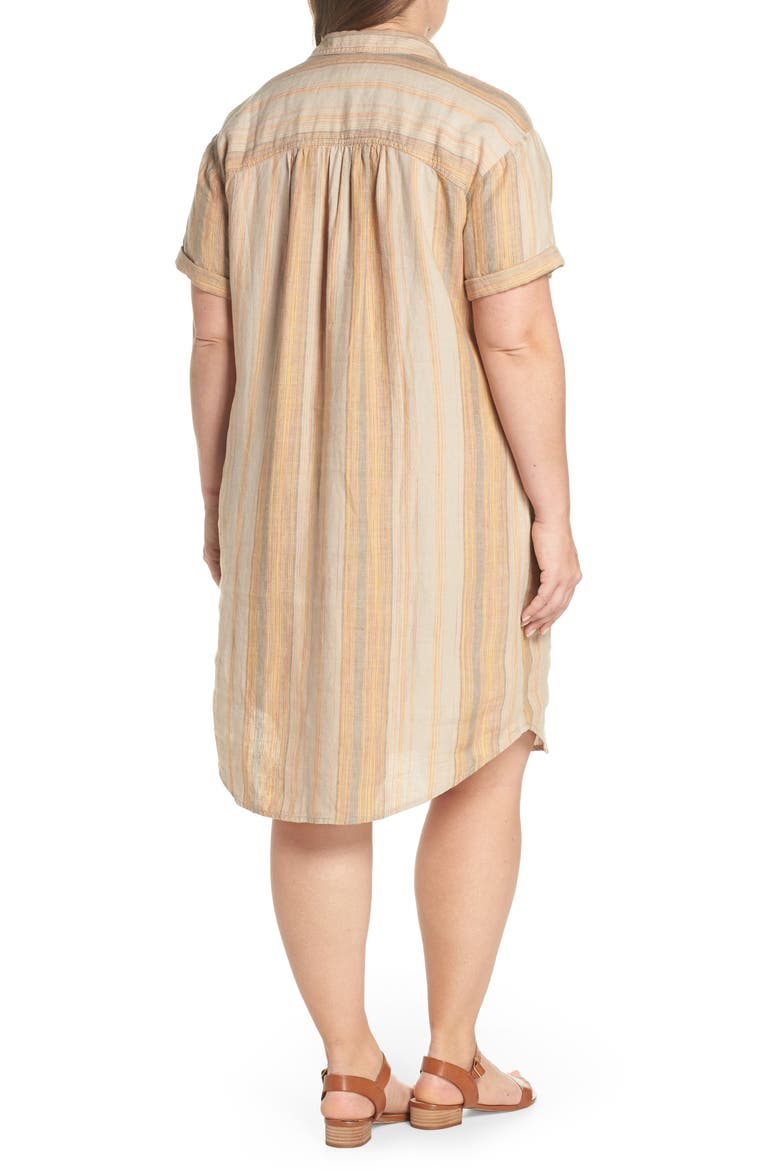 Stripe Linen Shirtdress, Alternate, color, CORAL MULTI STRIPE