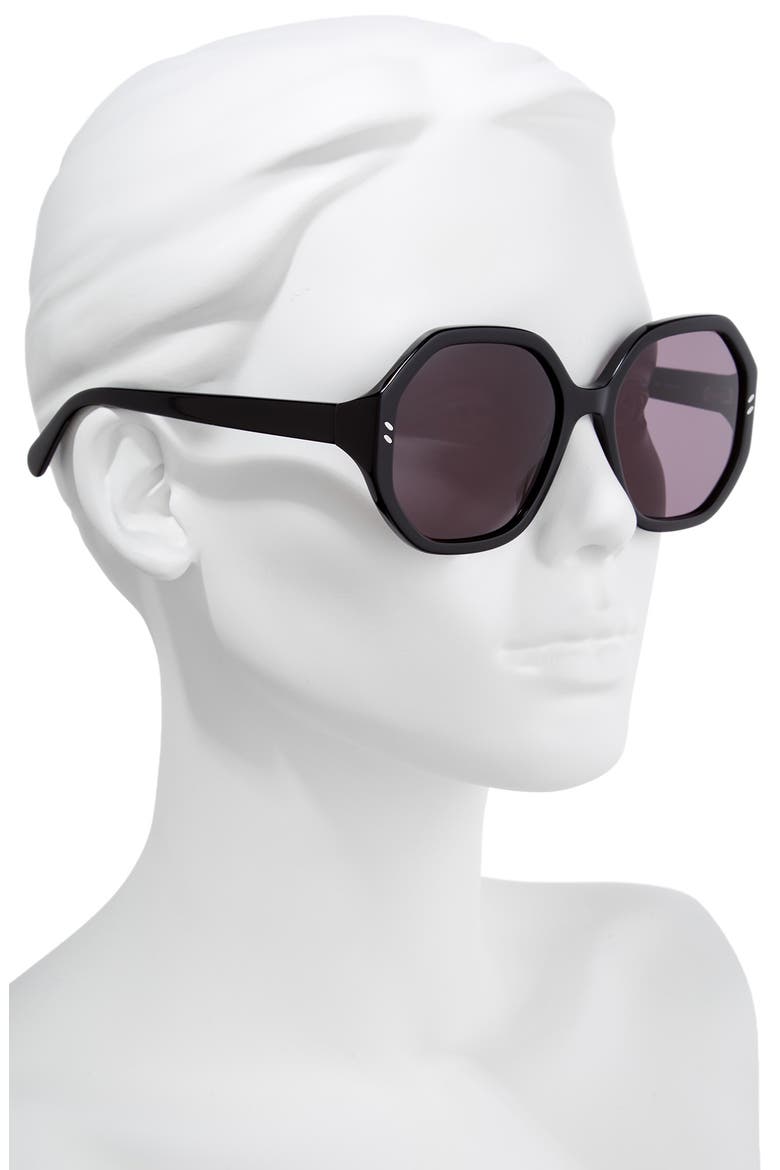 56mm Hexagonal Sunglasses, Alternate, color, BLACK