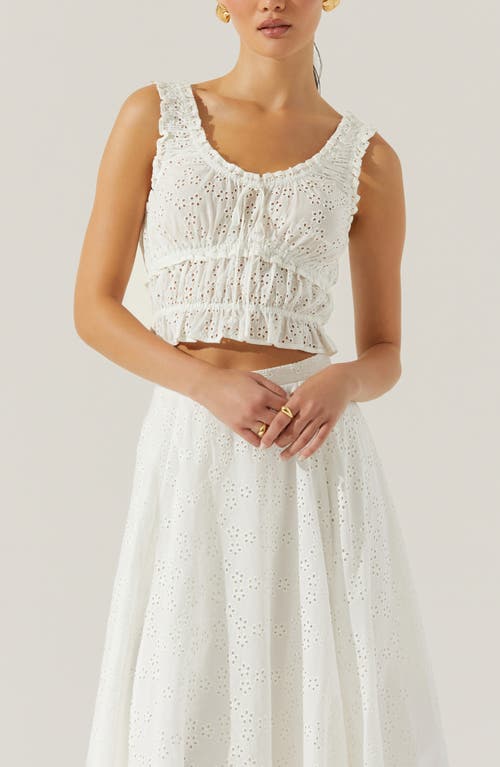 Astr The Label Kissel Eyelet Embroidered Shirred Crop Tank In White