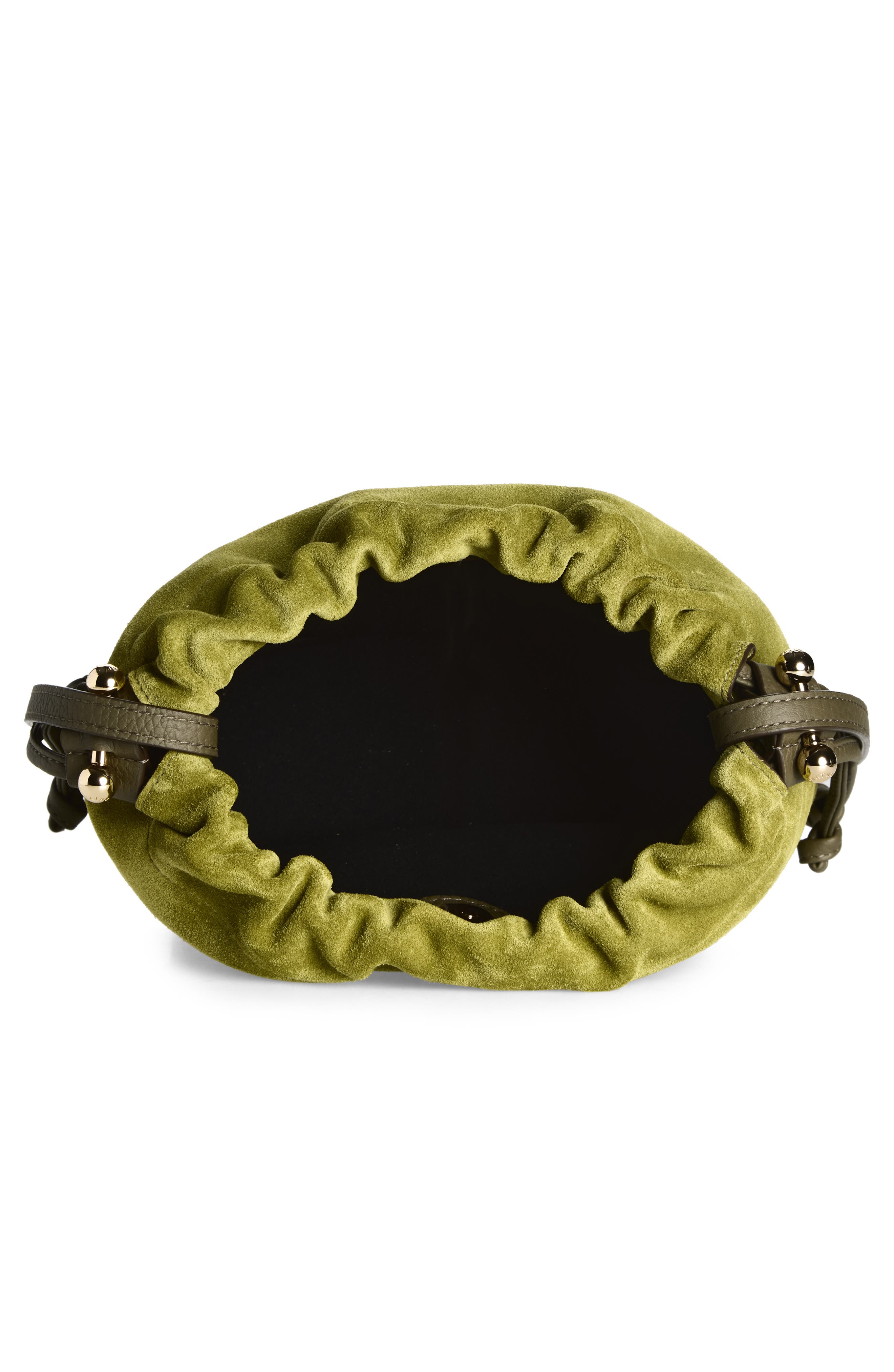 Drawstring Suede Crossbody Bag, Alternate, color, LIME/ KHAKI