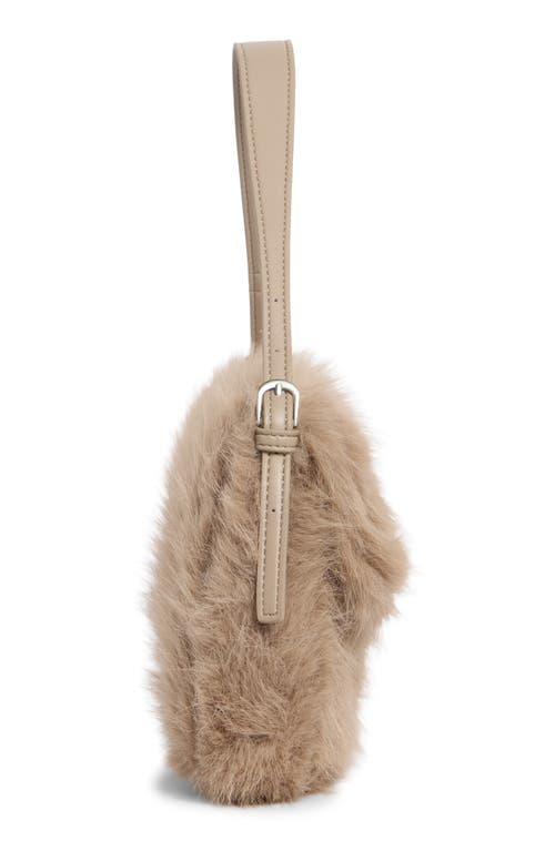 Bcbg Faux Fur Buckle Shoulder Bag In Brown