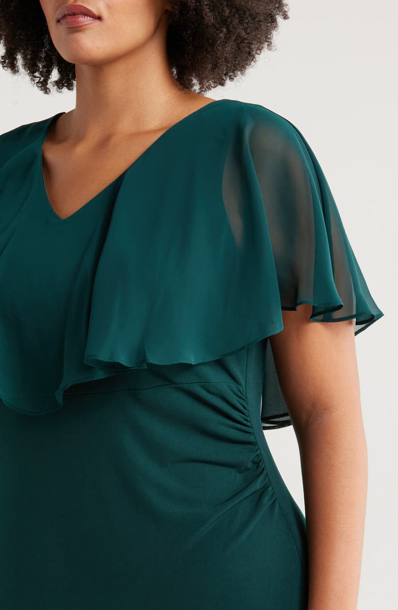 Connected Apparel Chiffon Flutter Sleeve Gown, Alternate, color, 