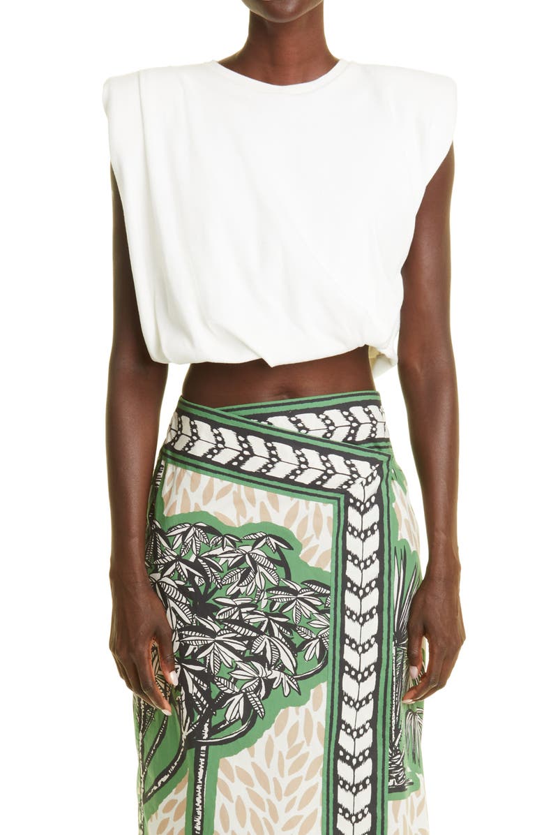 Johanna Ortiz Legendary Padded Shoulder Crop Stretch Cotton Tank, Main, color,