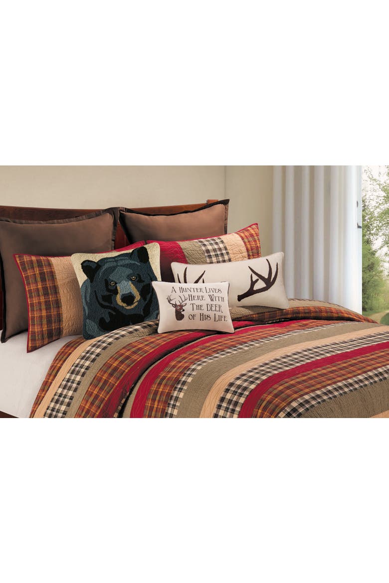 Sleepy Forest Deer Antler Lumbar Cotton Blend Tufted Accent Pillow 12" x 24", Alternate, color, Brown