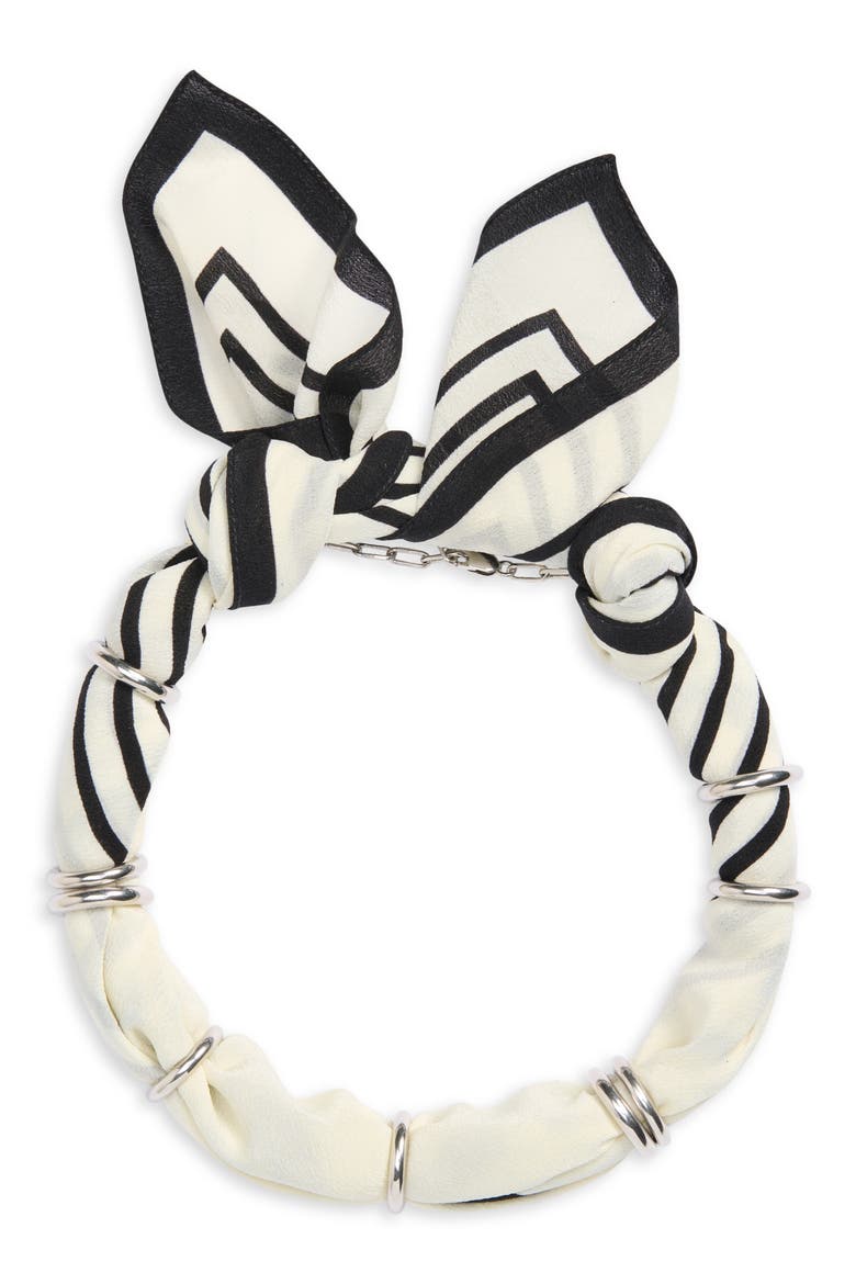 Silk Scarf Collar, Main, color, ECRU/ BLACK/ SILVER