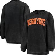 PRESSBOX Women's Pressbox Black Oregon State Beavers Comfy Cord Vintage Wash Basic Arch Pullover Sweatshirt