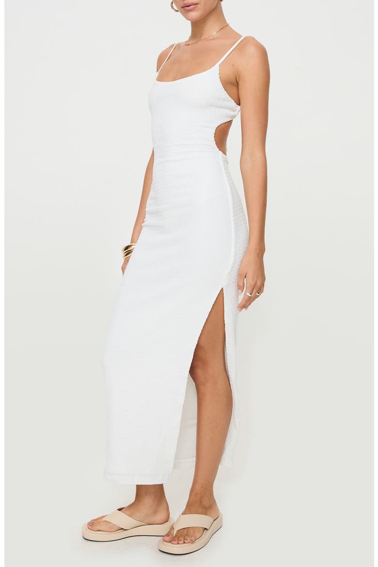 Elestria Textured Open Back Maxi Dress, Alternate, color, WHITE