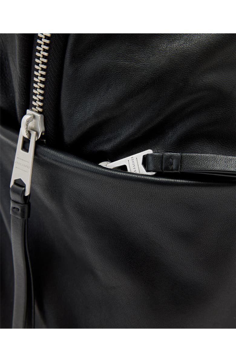 AllSaints Finn Leather Backpack, Alternate, color, Black