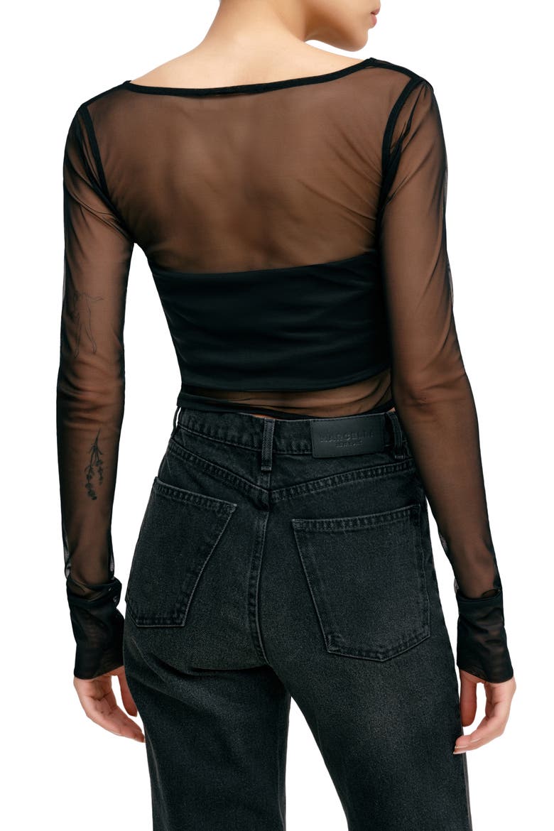 Britney Mesh Crop Top, Alternate, color, BLACK