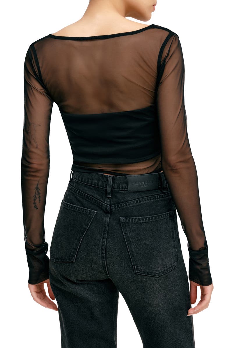 Marcella Britney Mesh Crop Top, Alternate, color, Black