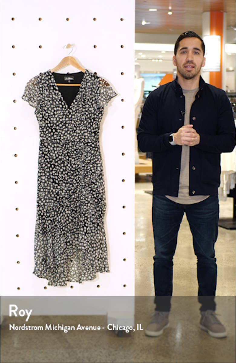 Printed Ruched Midi Dress, sales video thumbnail