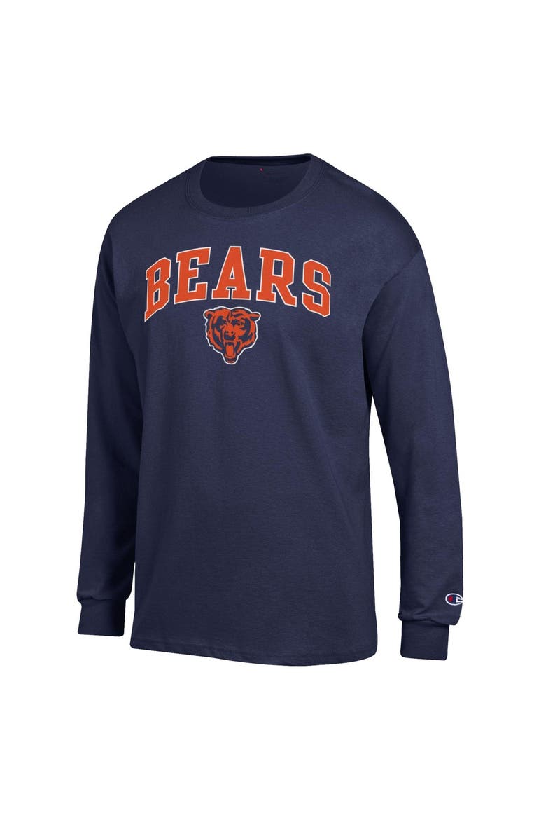 Men's Champion Navy Chicago Bears Arch Over Logo Long Sleeve T-Shirt, Alternate, color, Navy