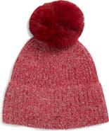 Tasha Faux Fur Pom Sparkle Beanie