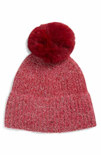 Tasha Faux Fur Pom Sparkle Beanie