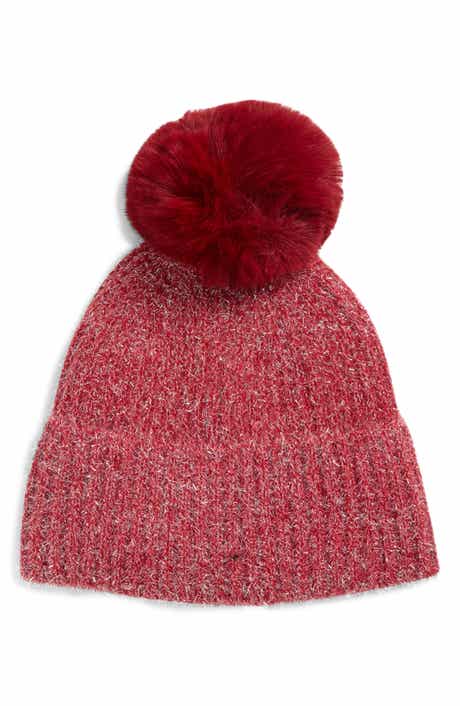 Tasha Faux Fur Pom Sparkle Beanie