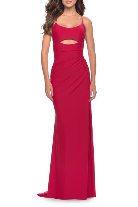 Cut Out Soft Jersey Dress with Lace Up Back