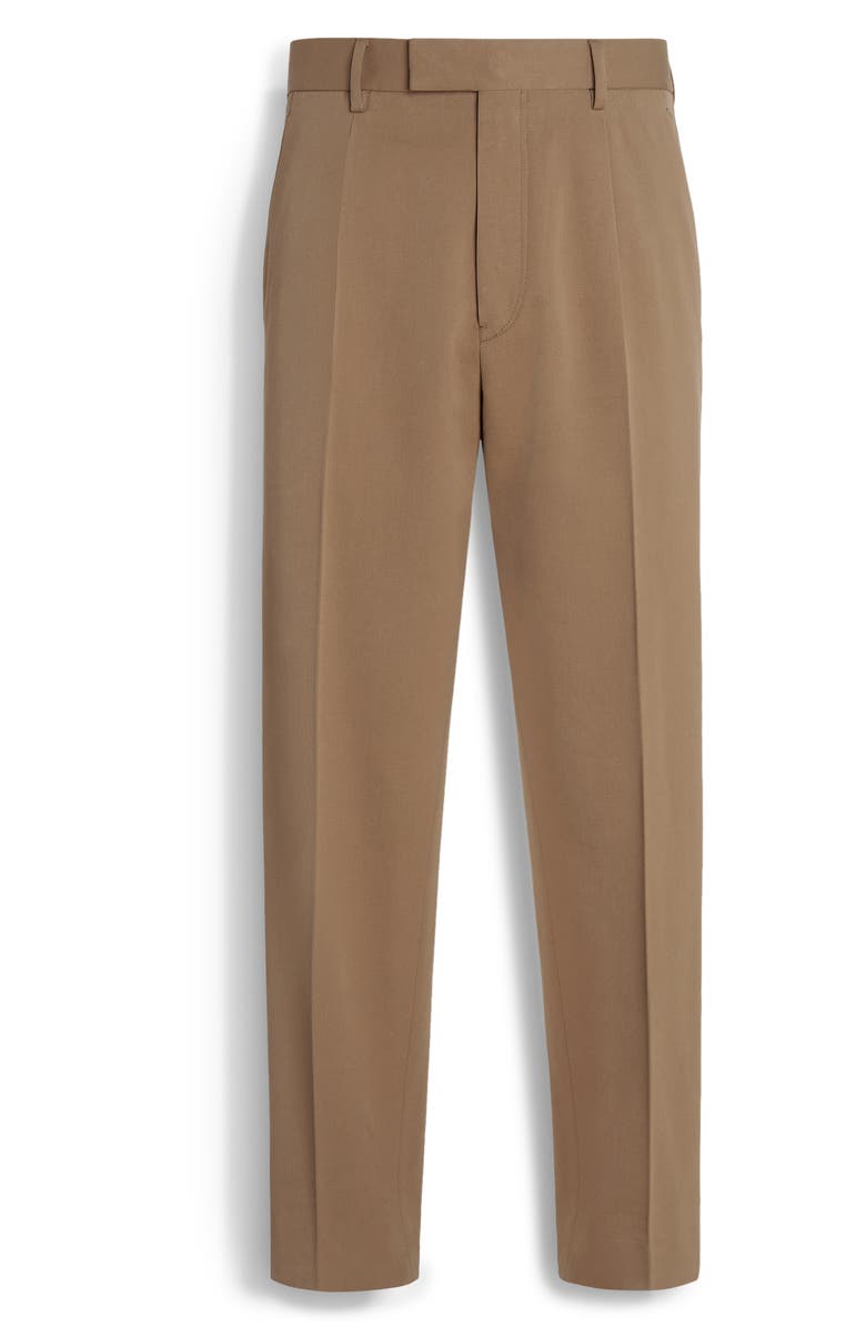 ZEGNA Pleat Front Cotton & Wool Trousers, Alternate, color, 