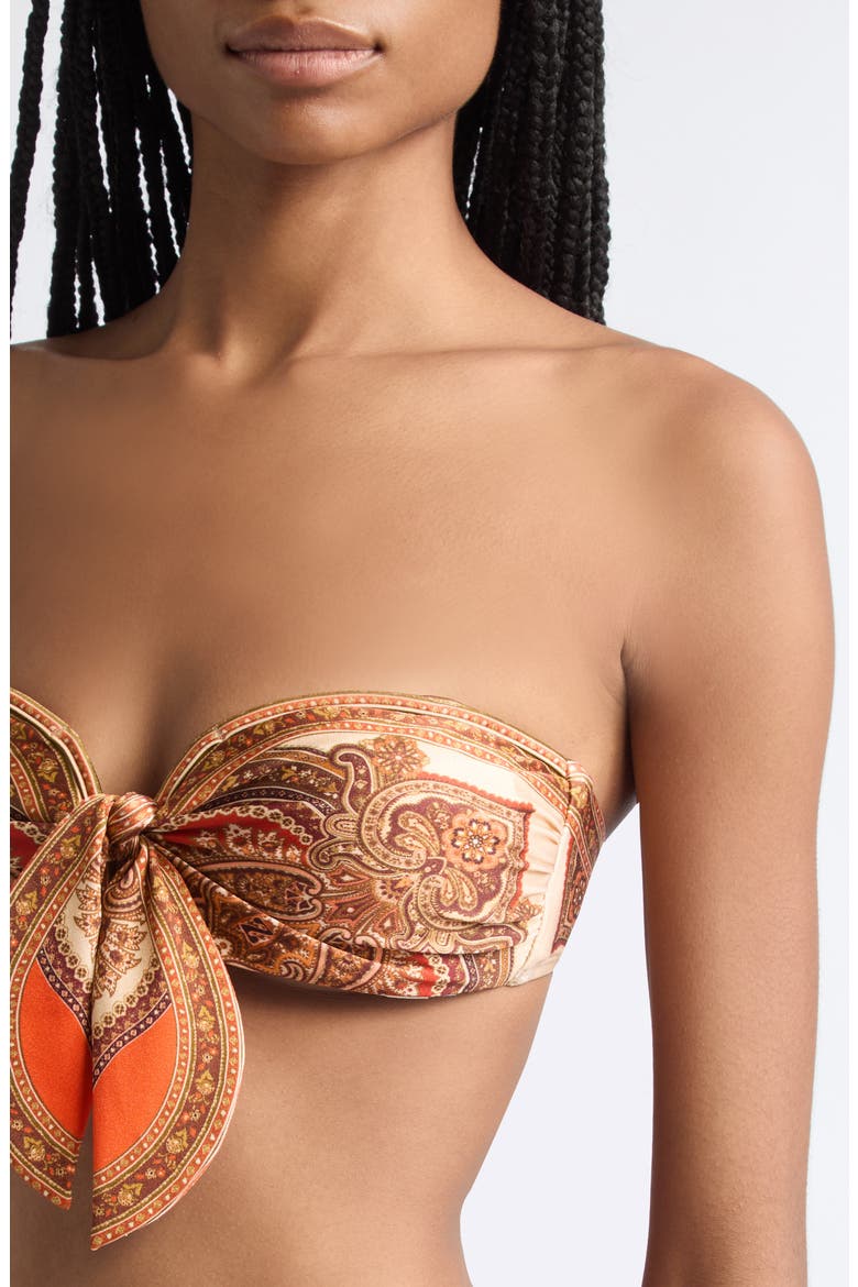 Mahon Scarf Tie Strapless Bikini Top, Alternate, color, TANGERINE PAISLEY