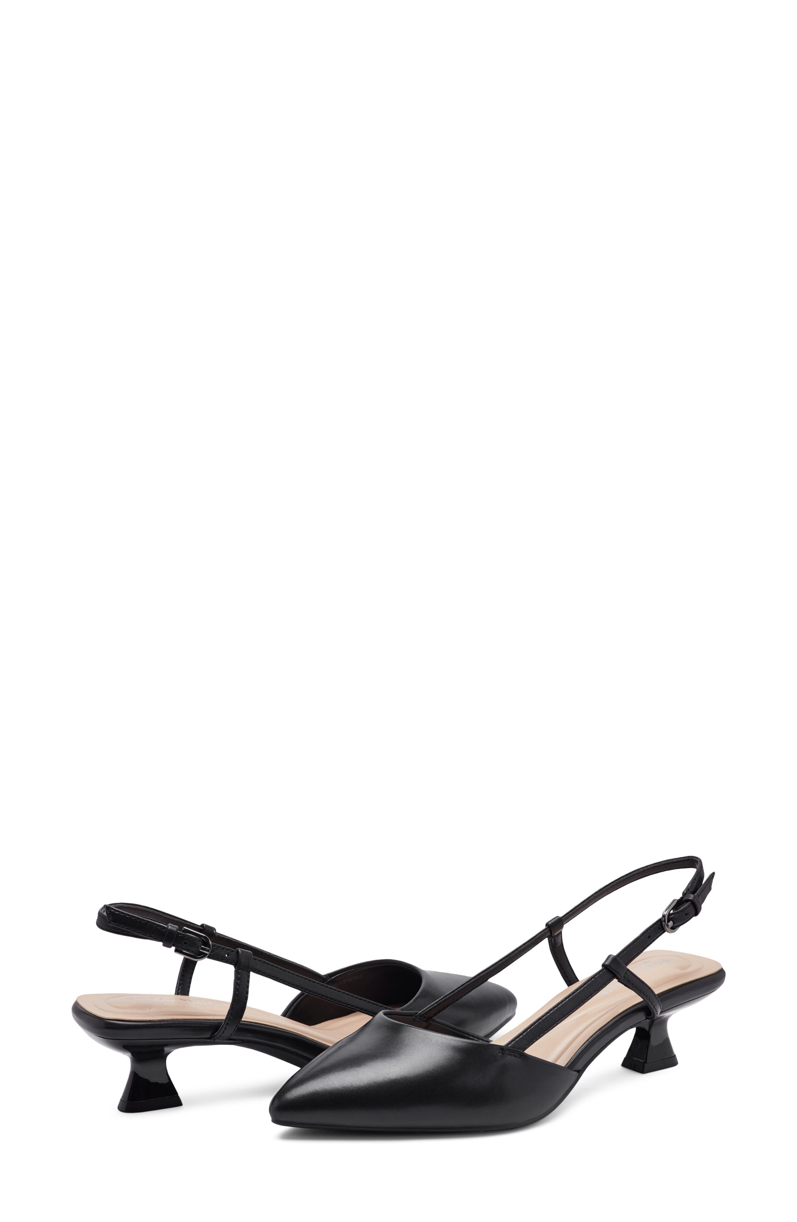 Easy Spirit Havana Slingback Pointed Toe Kitten Heel Pump, Alternate, color, Black