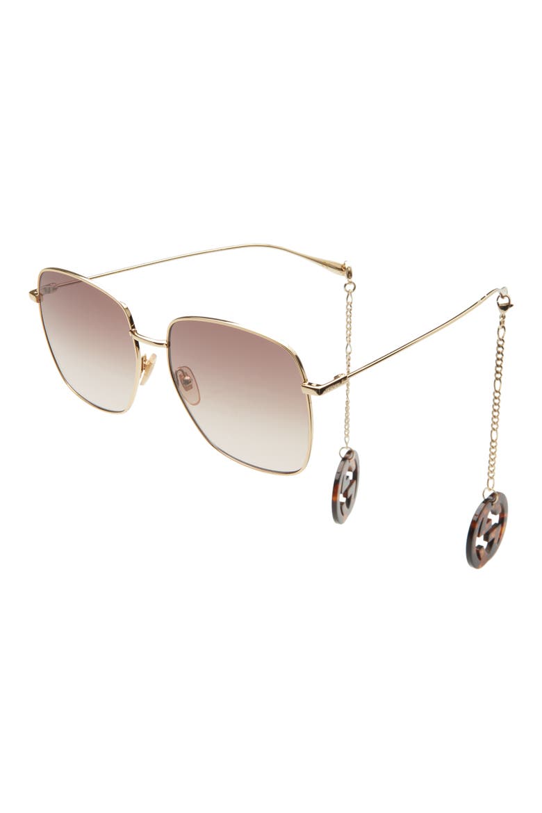 59mm Square Sunglasses, Alternate, color, GOLD