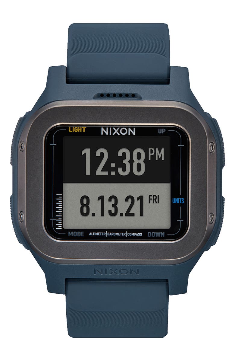 Nixon Regulus Expedition Silicone Strap Digital Chronograph Watch, 47.5mm, Main, color, Navy