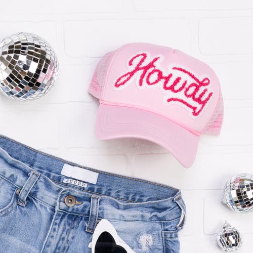 Totalee Gift Chenille Howdy Patch Trucker Hat Cotton Pink In Pink