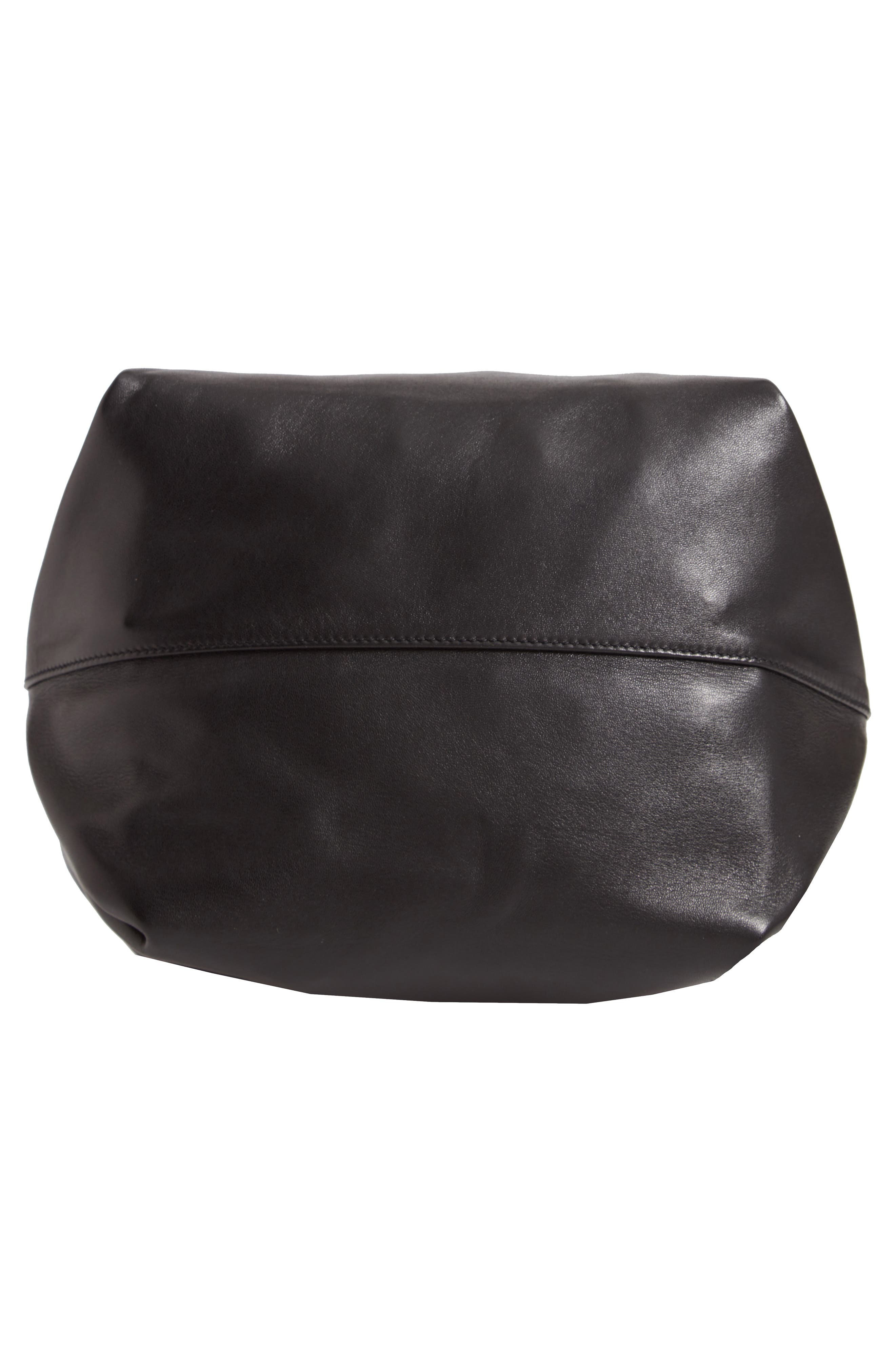 Teddy Leather Bucket Bag, Alternate, color, NOIR
