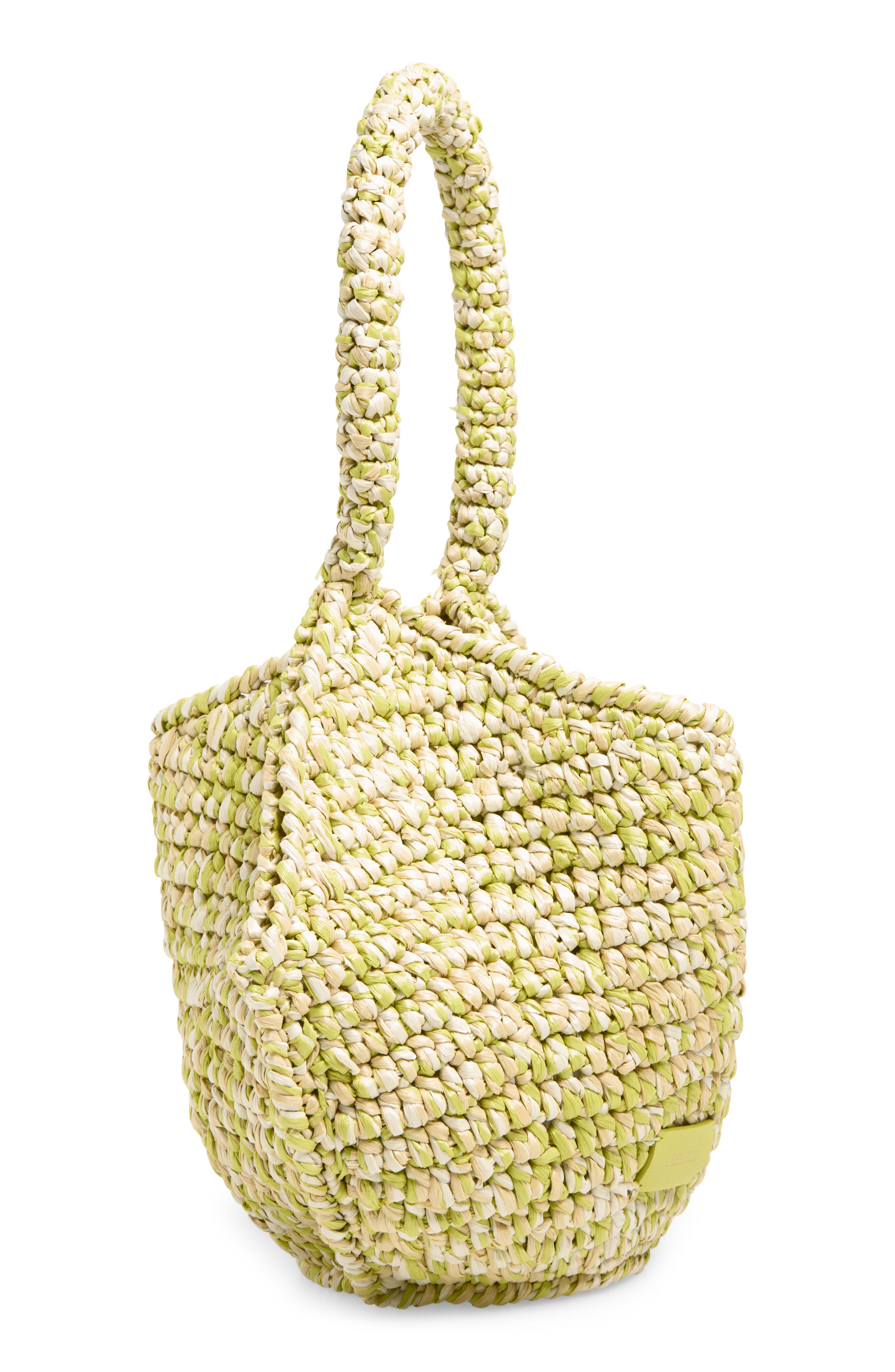 Khaite Mini Lotus Raffia Tote, Alternate, color, Citron / White