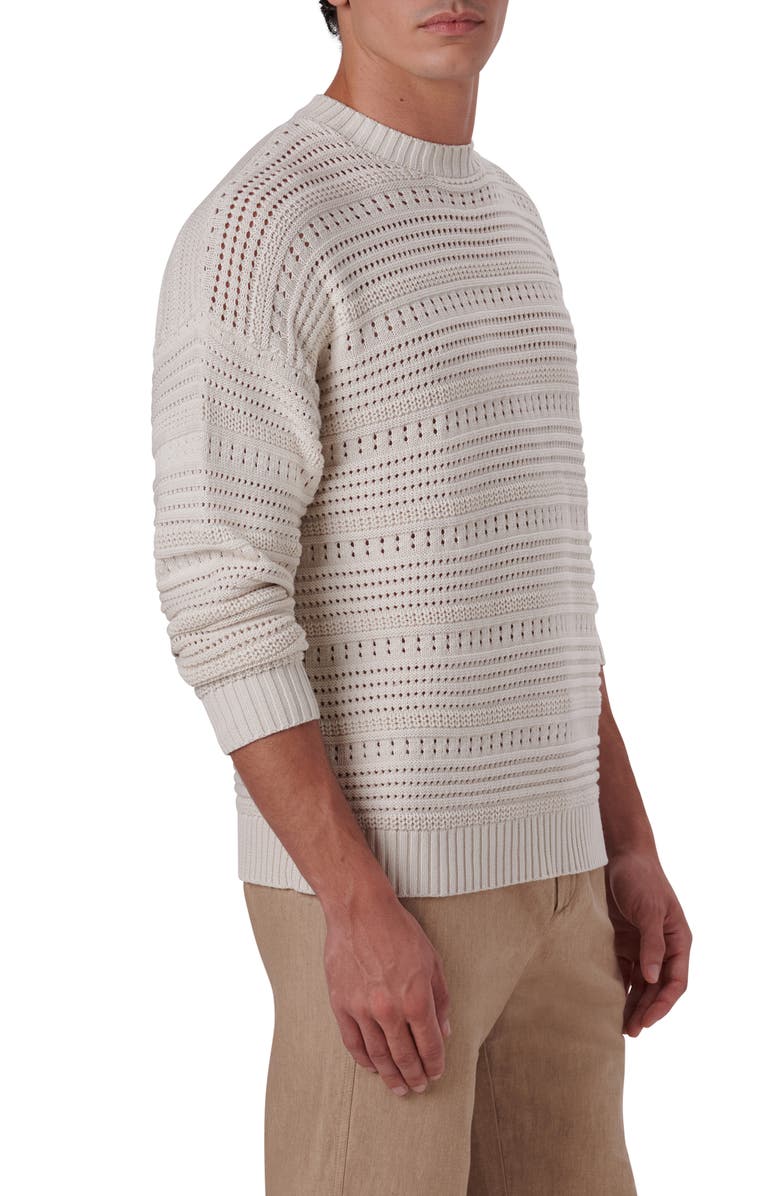 Bugatchi Cotton Crewneck Sweater, Alternate, color, Chalk